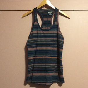 Blue with different colored stripes tank top